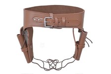 Brown Double Holster Cowboy Gun Revolver with Belt Premium Plain Vintage Leather