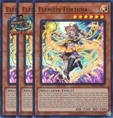 Yugioh! 3x Elfnote Fortuna BPRO-EN012 Super Rare 1st Ed NM