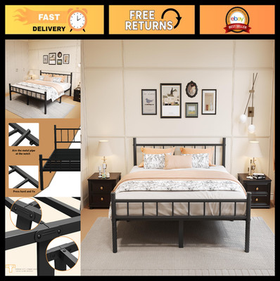 14'' King Size Metal Bed Frame with Storage, Heavy Duty Mattress Foundation, Easy
