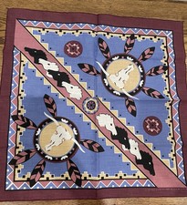 Vintage 90s Western Native American Horses Bandana Handkerchief USA MADE NLHB