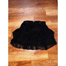 Wild Fable Black Tiered Ruffle Mini Skirt Smocked Waist Womens Casual Flowy Sm