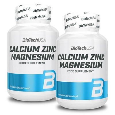 2x BioTech USA Calcium Zinc Magnesium 100 Tabletten (2 Dosen) Mineralien + BONUS