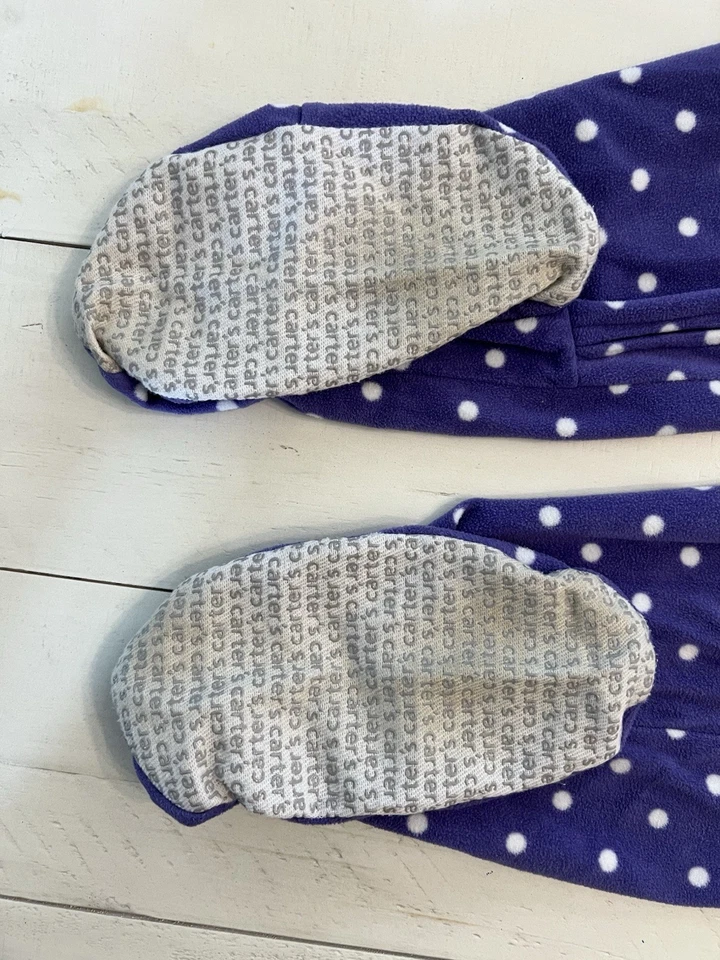 Pijama Carters Niñas Una Pieza Polar DREAM Púrpura Azul Polkadot Pies Talla 10 Foto 3 de 4