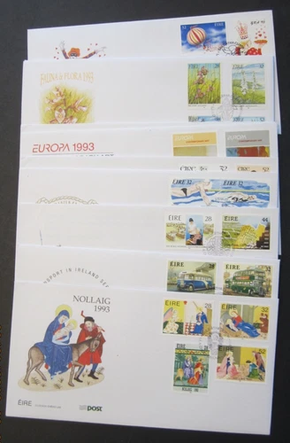 Eire - Ireland 10 First day covers 1993. Flowers, Transport