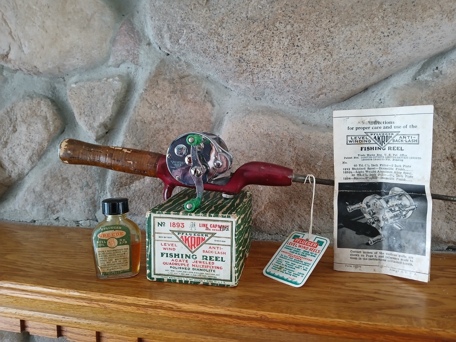 Clean Pflueger Akron 1893 Reel/rod Pflueger Servwel No.2751 Combo Box Paper READ