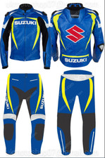 Suzuki Tuta Pelle Biker Uomo Biker Tuta Pelle Moto Pelle Giacca Pantaloni