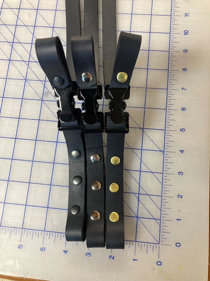 Black 28" Leather Fire Helmet Postman Slide Chinstrap - Image 4 of 4