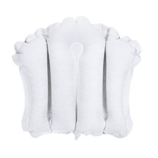 Inflatable Bath Pillow with Suction Cups Terry Cloth Covered White