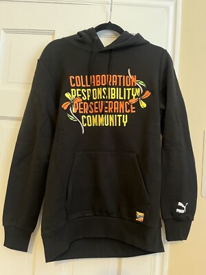 Puma Court Crush Pullover Hoodie Mens Black Casual Athletic Outerwear Size Small