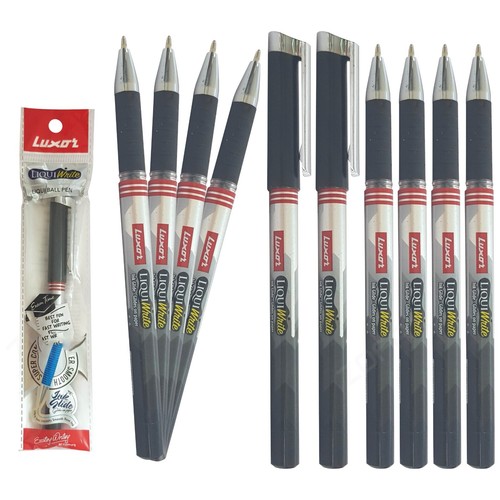 10 x 1.0mm Nickel Tip LUXOR LiquiWrite BLACK Medium Ball Point Pens