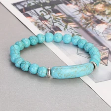 Turquoise Beaded Bracelets Tiger Eye Crystal Anxiety Relief Men Women Bangles