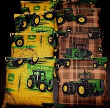 Green tractor Country with John deere fabric ACA Regulation Corn Hole Game Bags