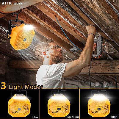 Tragbarer Ventilator Für Dewalt Akkus – 3 Geschwindigkeiten, USB-Anschluss | Für Camping & Baustelle