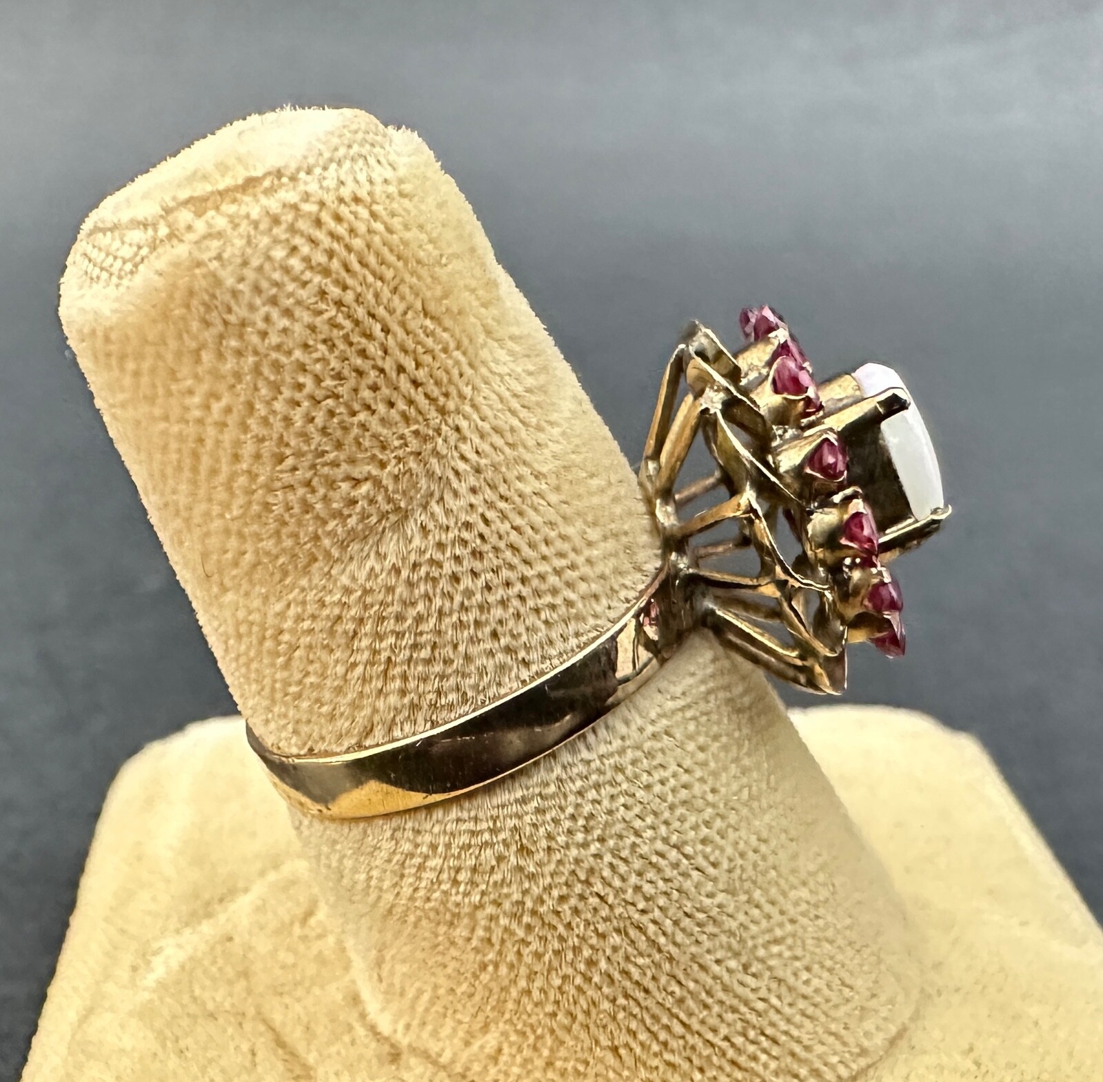 Opal & Ruby set, 14k Solid Yellow Gold, Estate Vi… - image 4