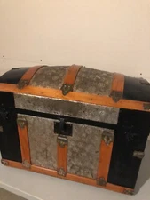 Antique Victorian Steamer hump back Trunk Chest