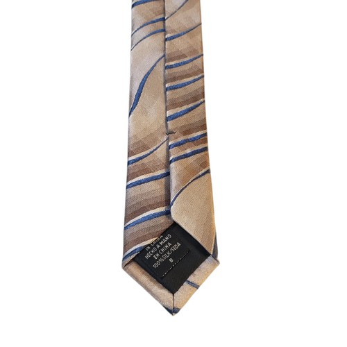 NWT Van Heusen Neck Tie Mens Luxury Tan Blue Abstract Stain Resistant Office - Picture 9 of 14
