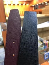 35mm Belt Adjustable Most Recognizable Belt Hammered Calfskin Dark Red/Black