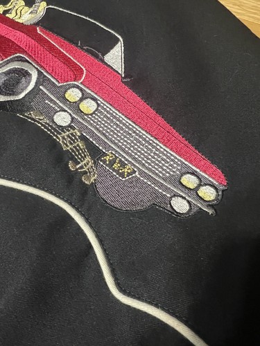 Scully Western Shirt Mens 2XL Guitars Cadillac Snap Embroidered black Rockabilly - Picture 8 of 11