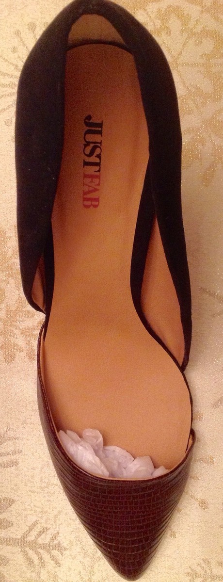 Escarpins Just Fab Simili Cuir Noir/Marron Gator - Talon Haut Bout Pointu Taille 10 US