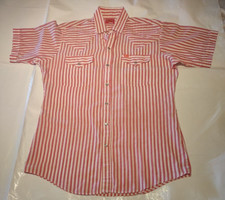 Single Stitch Ely Plains Mens Striped Pearl Snap Western Short Sleeve Vintage