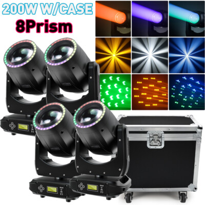 200W LED Moving Head Lights 8 Prism RGBW Gobo Beam Stage Spot Light DJ Disco DMX