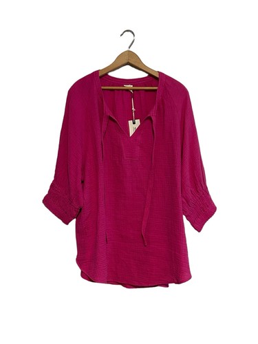 New Matilda Jane Good Hart Blouse Top Size XL Shirt Pink Ties