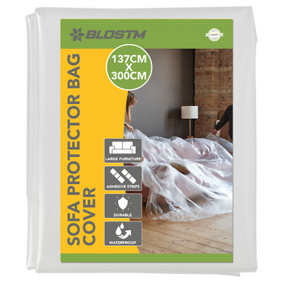 BLOSTM Sofa Schutz Tasche Abdeckung Robust Kunststoff Aufbewahrung Wasserdicht 300x137cm
