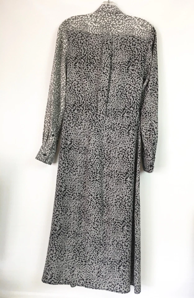 Vestido Karen Rag and Bone XS de seda envolvente midi gris mancha negra para mujer Foto 3 de 4