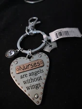 NURSES ARE ANGELS WITHOUT WINGS METAL KEYCHAIN