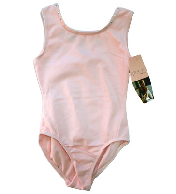 Freestyle Danskin Dance Bodysuit Rhinestone Neckline Keyhole Back Size XS 4/5