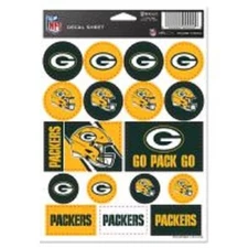 Green Bay Packers 5 x 7 Sticker Sheet Free Shipping