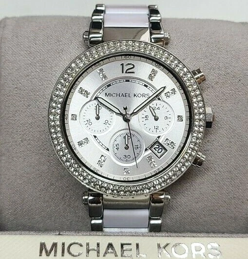 Orologio Donna Cronografo Michael Kors MK6354 Parker Quadrante Argento Acciaio Inox