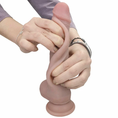 8.46" Realistic Dildo Strong Suction Cup Base Ultra Soft Skin Curved Real Penis - Picture 2 of 10