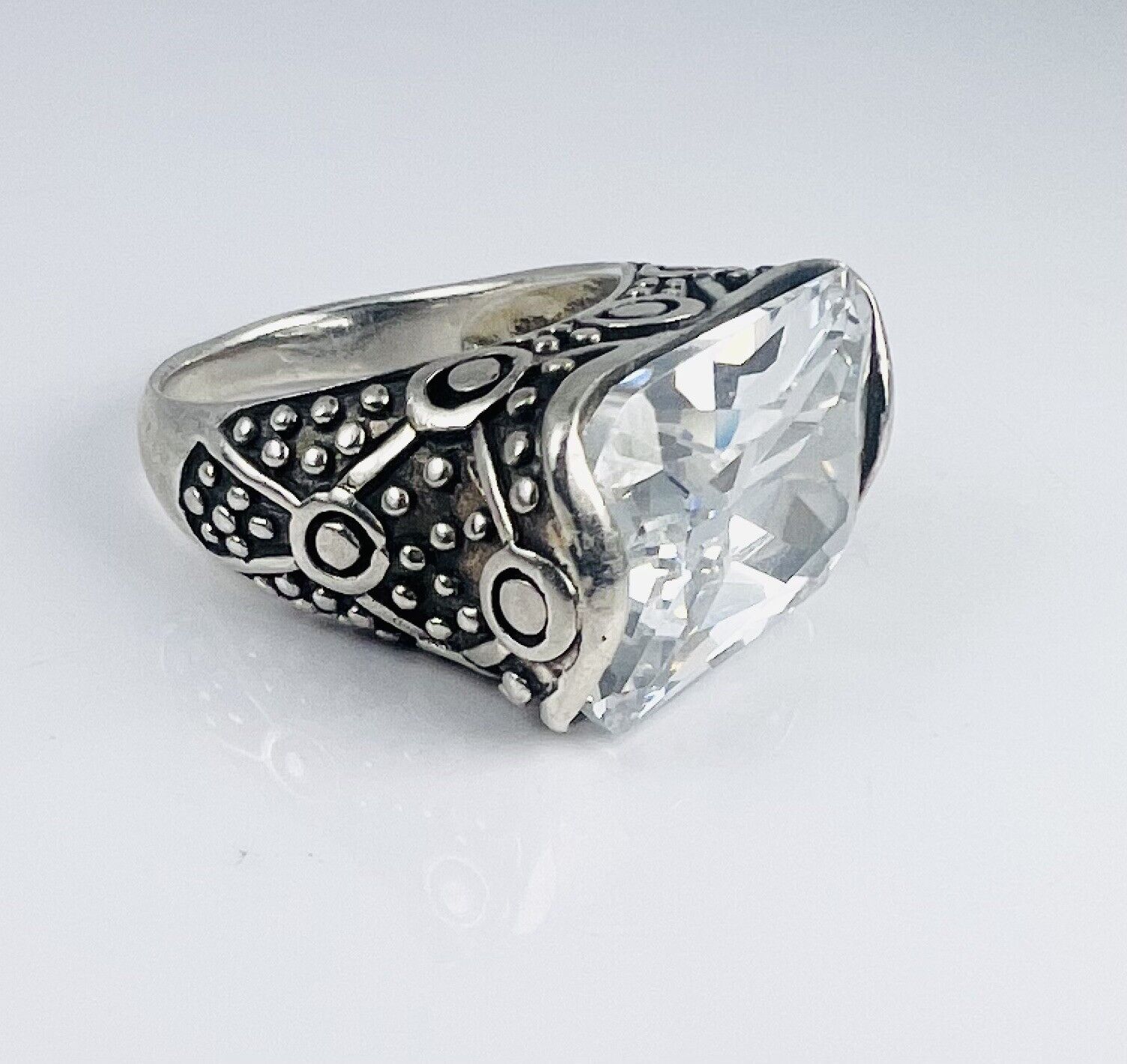 Large Stone Sterling Silver Signed NF Ring Size 7… - image 1