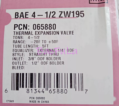 1PCS NEW EMERSON Valve BAE 4-1/2 ZW195