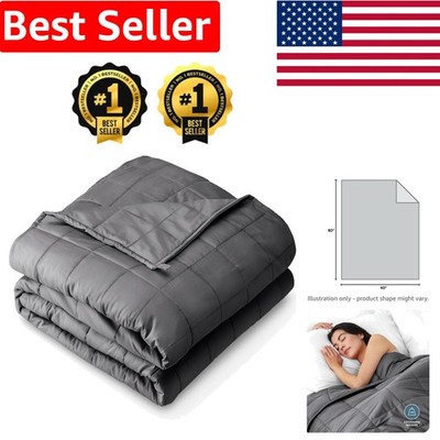 Comforting 10lb Weighted Blanket, 40''x60'', 100% Cotton, Grey - Machine Washable