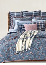 NIP Ralph Lauren Indigo Traveler Indigo Blue Floral King Duvet Cover Shams Set