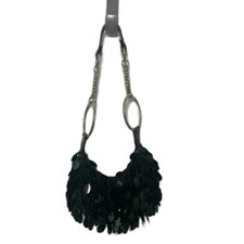 Black Sequin Crescent Shoulder Bag