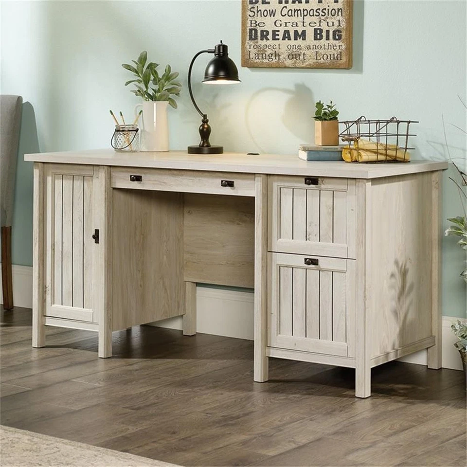 Sauder Costa Engineered Wood 3-Drawers Computer Desk in Chalked Chestnut - Image 2 of 4