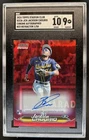 2024 Topps Stadium Club Jackson Chourio Chrome Auto RC Red Refractor #/50 SGC 9