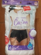 Hanes Women's Ultimate White Cotton Briefs 6 pack Size 10/3XL