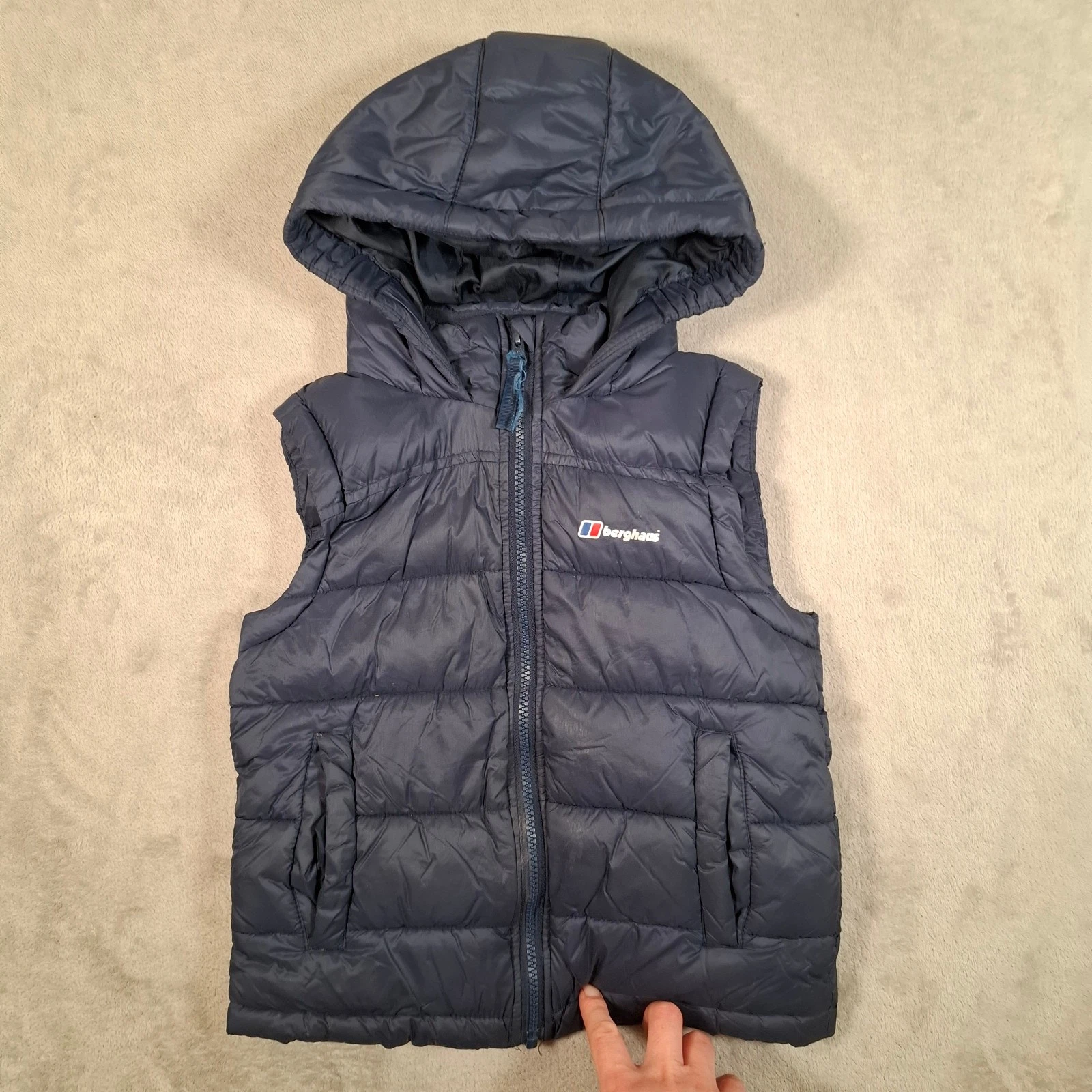 Berghaus Gilet Boys 7-8 Years Blue Hooded Puffer Bodywarmer Insulated Vest