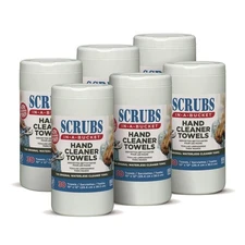 SCRUBS 42230CT 10 x 12 1-Ply Hand Cleaner Towels - Blue/White/Citrus (6/CT) New