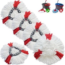 Vinuwu 5 Pack Mop Heads Replacement Compatible with Vileda M, White+red