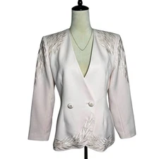 John Meyer of Norwich Embellished Blazer Jacket 8P | Blush Pink Formal Evening