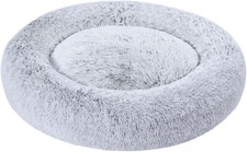 Donut Pet Bolster Faux Fur Bed for Dog, Grey, 36" x 36"