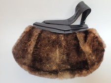 Real Fur Hand Warmer Muff, Hand Bag Vintage 70s New