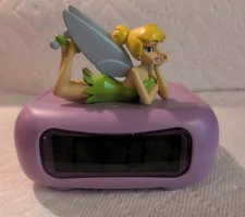 Disney Fairies Tinker Bell Battery Operated 4” LED Alarm Clock with Snooze Works