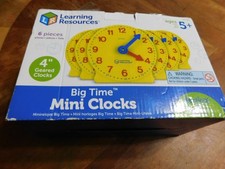 Big Time Geared Mini-Clocks For Time Telling Math Skills Set of 6