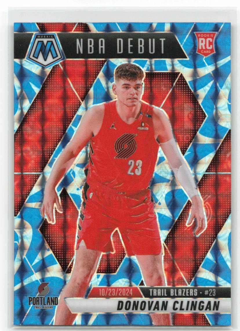 2024-25 Panini Mosaic Donovan Clingan Reactive Blue Mosaic NBA Debut (RC) #261